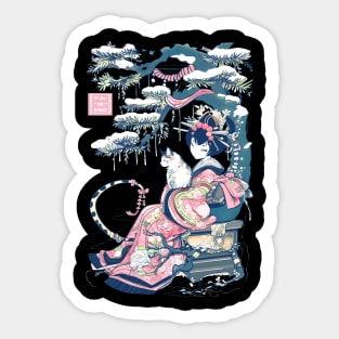 Japanese Girl With Dragon and Cats T-Shirt 03 Sticker